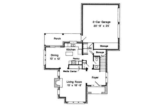 Floor Plan - Main Floor for Tudor House Plan #410-213 - 3 bed, 2.5 bath