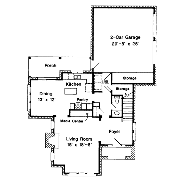 Architectural House Design - Tudor Floor Plan - Main Floor Plan #410-213