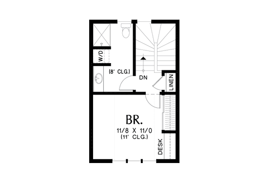 Floor Plan - Upper Floor for Tudor House Plan #48-999 - 1 bed, 1 bath