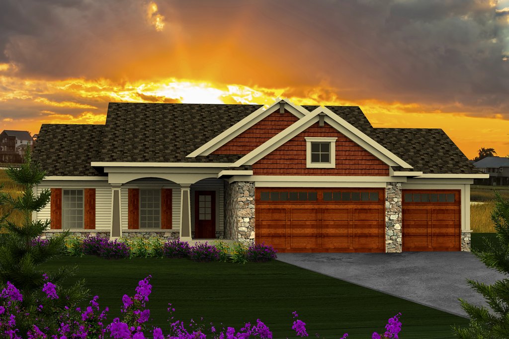 Craftsman Style House Plan - 3 Beds 2 Baths 1351 Sq/Ft Plan #70-1159