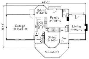 Floor Plan - Main Floor for Victorian House Plan #57-442 - 4 bed, 2.5 bath