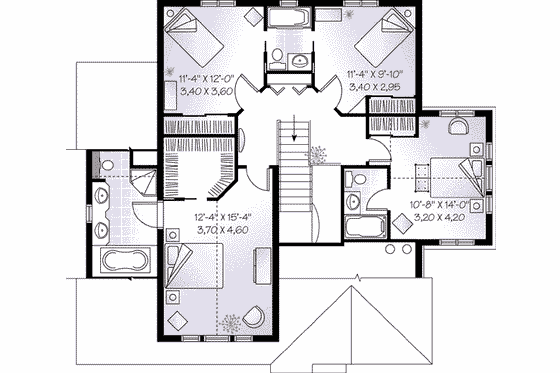Floor Plan - Upper Floor for Traditional House Plan #23-545 - 4 bed, 3.5 bath
