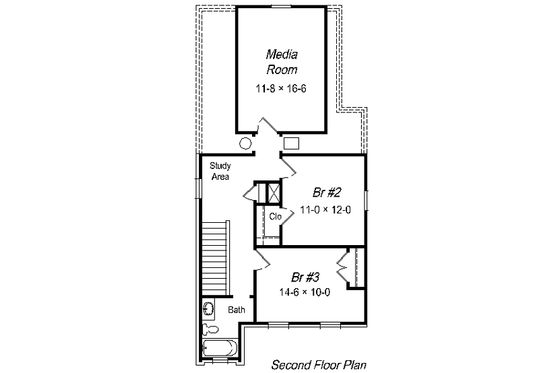 Floor Plan - Upper Floor for European House Plan #329-204 - 3 bed, 2 bath