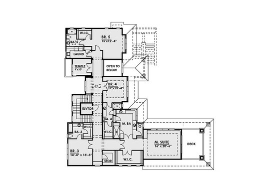 Floor Plan - Upper Floor for Contemporary House Plan #1066-39 - 5 bed, 6 bath