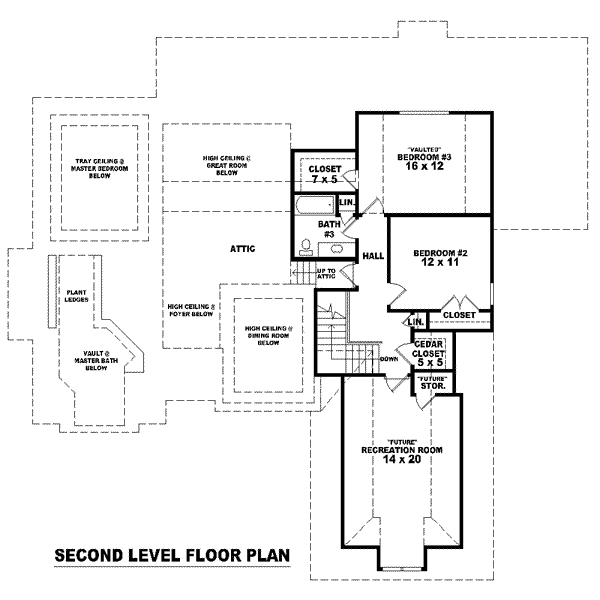 Floor Plan - Upper Floor for European House Plan #81-1576 - 3 bed, 3 bath