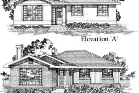 Exterior - Rear Elevation for Ranch House Plan #47-525 - 3 bed, 2 bath