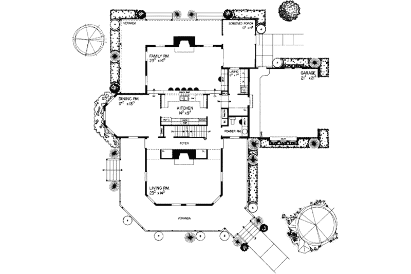 Home Plan - Floor Plan - Main Floor for Farmhouse House Plan #72-186 - 5 bed, 3.5 bath