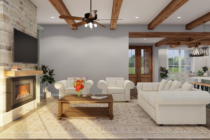 House Design - Interior - Family Room 1 for Farmhouse House Plan #923-408 - 3 bed, 3.5 bath