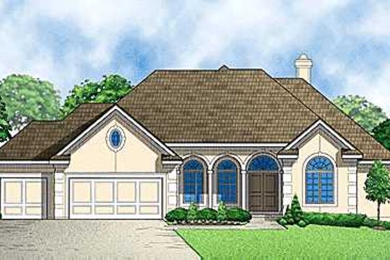 Exterior - Front Elevation for European House Plan #67-210 - 3 bed, 2.5 bath