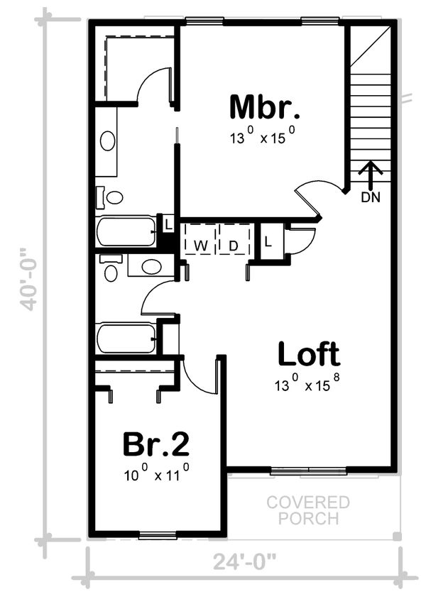 Architectural House Design - Traditional Floor Plan - Upper Floor Plan #20-2407