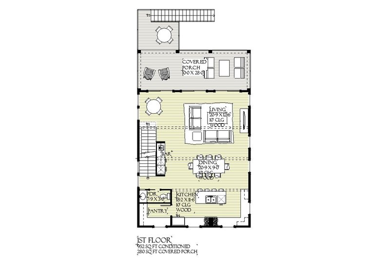 Home Plan - Floor Plan - Main Floor for Beach House Plan #901-162 - 3 bed, 4.5 bath