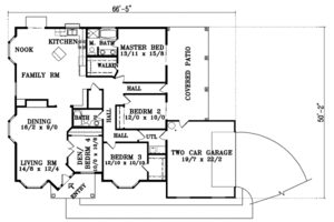 Floor Plan - Main Floor for Adobe / Southwestern House Plan #1-1411 - 4 bed, 2 bath