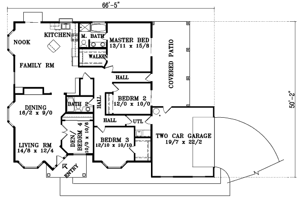 Adobe / Southwestern Floor Plan - Main Floor Plan #1-1411