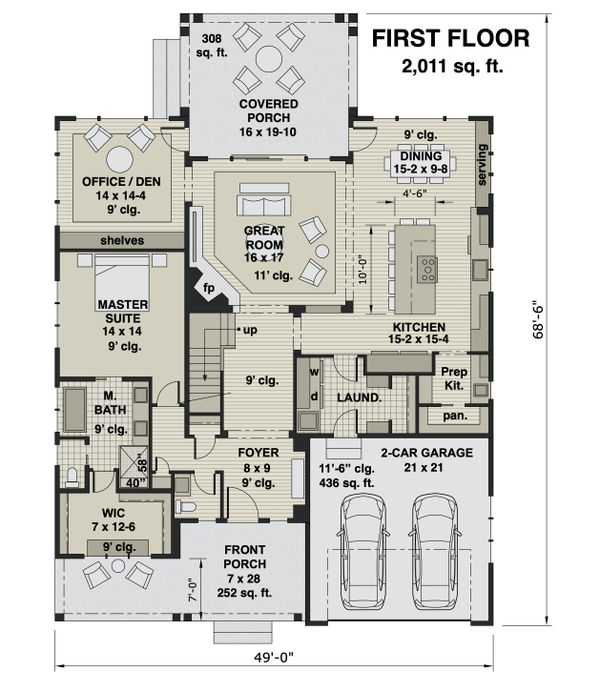 Dream House Plan - Farmhouse Floor Plan - Main Floor Plan #51-1167