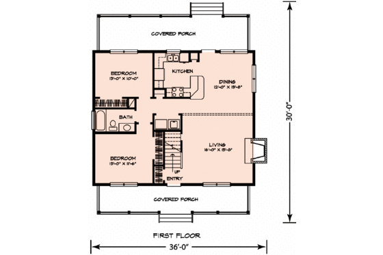 Floor Plan - Main Floor for Country House Plan #140-148 - 3 bed, 2 bath
