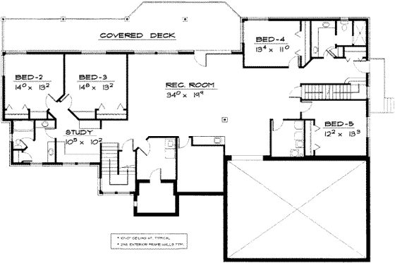 Floor Plan - Lower Floor for Traditional House Plan #308-182 - 5 bed, 3.5 bath