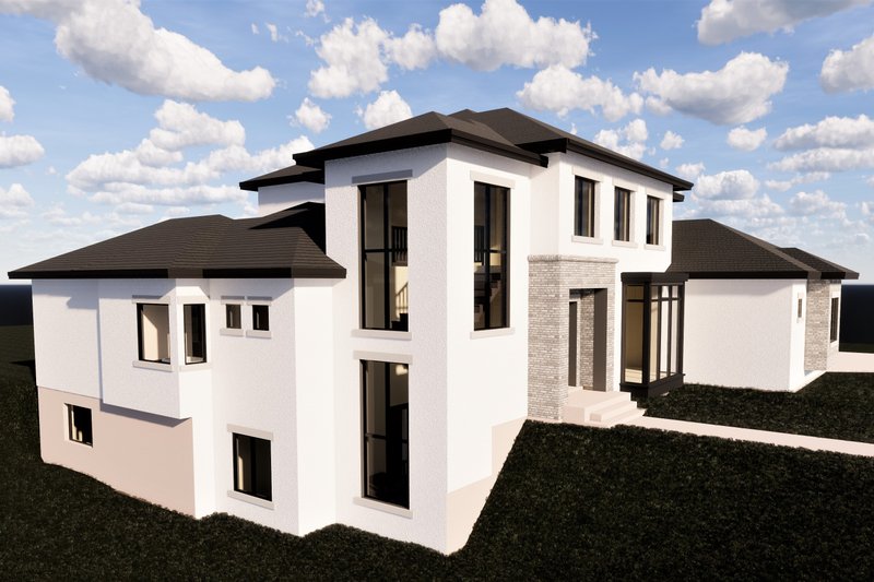 House Blueprint - Exterior - Front Elevation 3 for Contemporary House Plan #920-72 - 6 bed, 5.5 bath