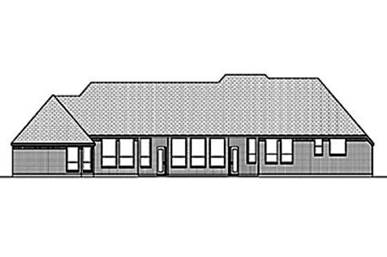 Exterior - Rear Elevation for European House Plan #84-464 - 4 bed, 2.5 bath