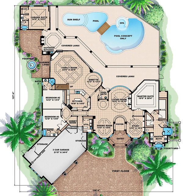 Mediterranean Floor Plan - Main Floor Plan #27-472
