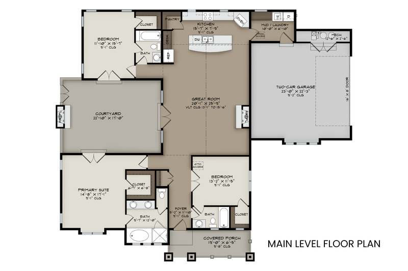 House Design - Floor Plan - Main Floor for Craftsman House Plan #1108-7 - 3 bed, 3 bath