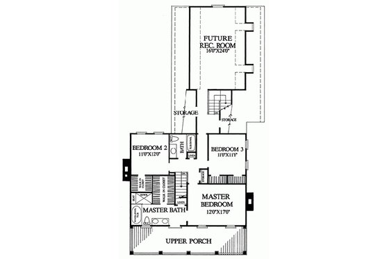 Floor Plan - Upper Floor for Colonial House Plan #137-241 - 3 bed, 2 bath