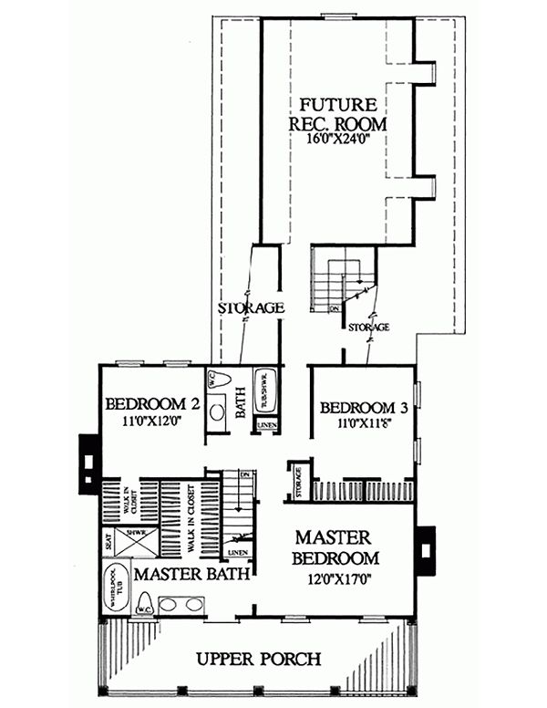 Architectural House Design - Colonial Floor Plan - Upper Floor Plan #137-241