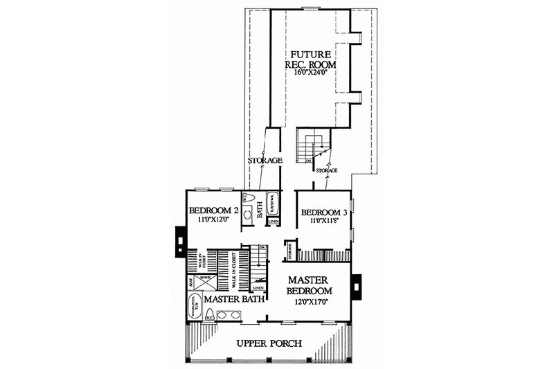 Home Plan - Floor Plan - Upper Floor for Colonial House Plan #137-241 - 3 bed, 2 bath