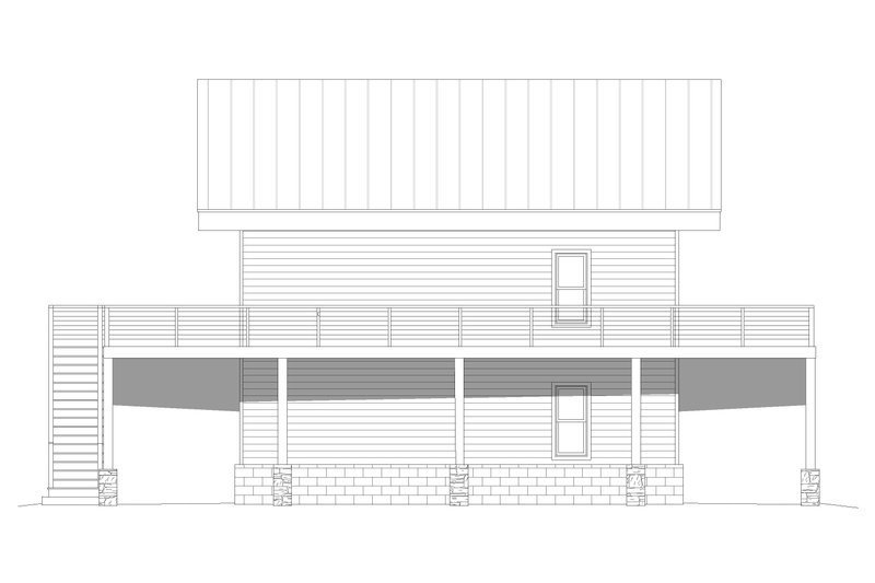House Blueprint - Exterior - Rear Elevation for Beach House Plan #932-799 - 4 bed, 2 bath