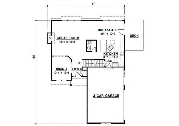Floor Plan - Main Floor for Traditional House Plan #67-494 - 4 bed, 3.5 bath