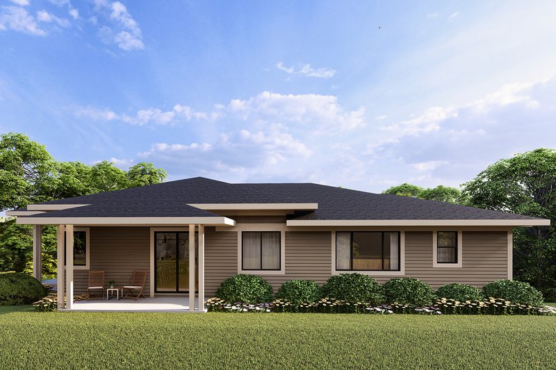 House Blueprint - Exterior - Rear Elevation for Prairie House Plan #124-1424 - 4 bed, 3.5 bath
