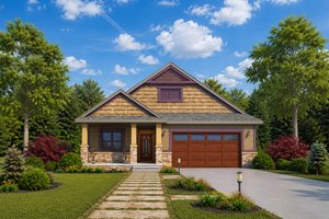 Exterior - Front Elevation for Craftsman House Plan #20-2262 - 2 bed, 2.5 bath