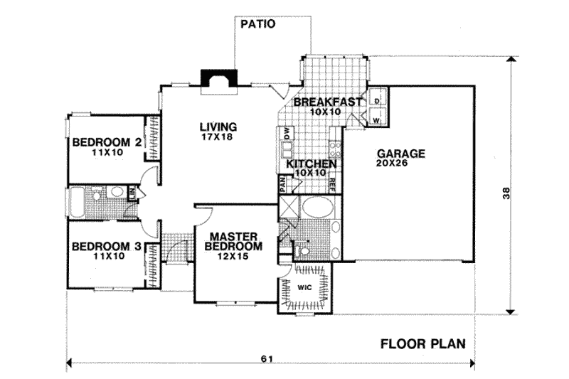 Architectural House Design - Floor Plan - Main Floor for European House Plan #56-113 - 3 bed, 2 bath