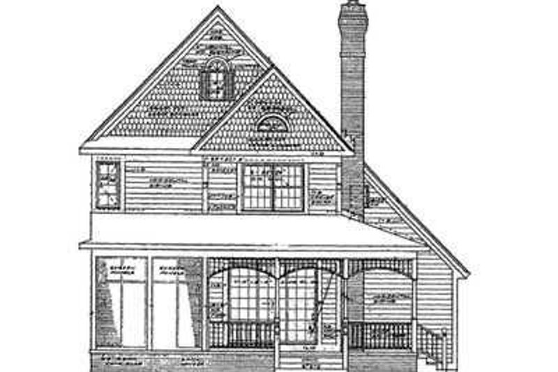 Home Plan - Exterior - Rear Elevation for European House Plan #72-113 - 3 bed, 2.5 bath