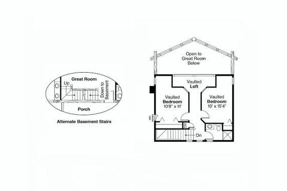 Floor Plan - Upper Floor for Cabin House Plan #124-264 - 3 bed, 2.5 bath
