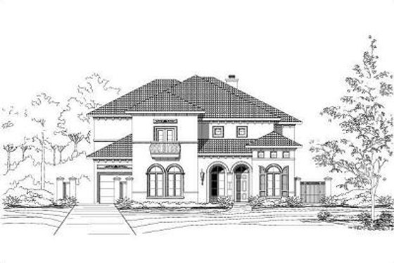 Exterior - Front Elevation for European House Plan #411-357 - 5 bed, 5.5 bath