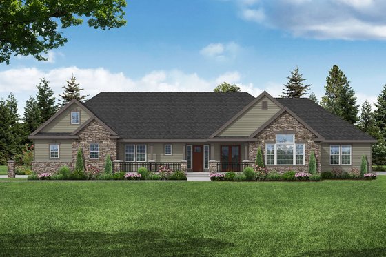 Ranch House Plan with Bonus Room