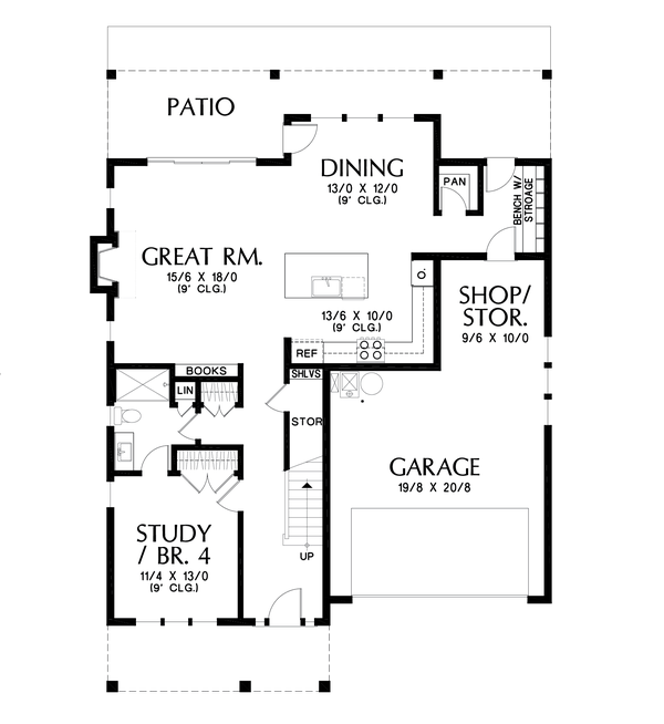 Contemporary Floor Plan - Main Floor Plan #48-1033