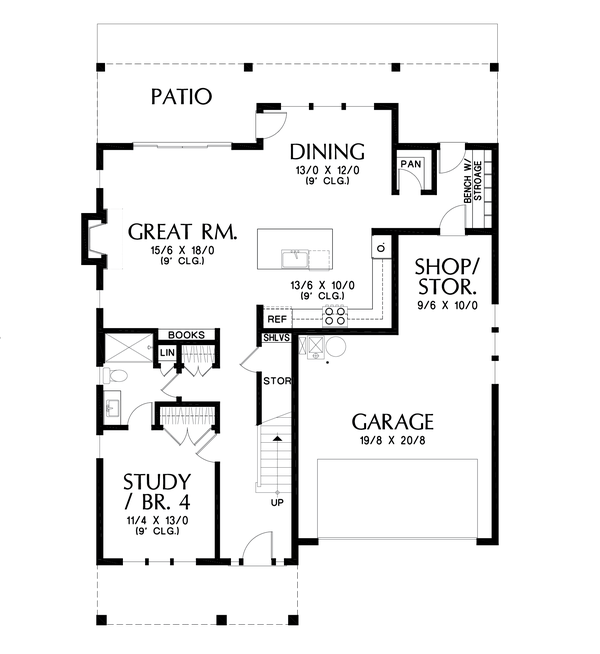 Dream House Plan - Farmhouse Floor Plan - Main Floor Plan #48-1033