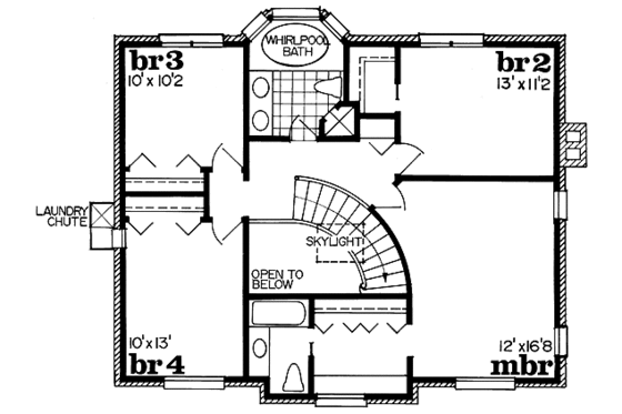 Floor Plan - Upper Floor for Colonial House Plan #47-131 - 4 bed, 2.5 bath