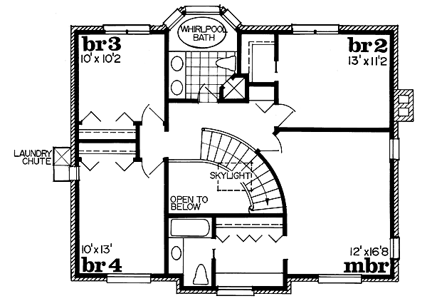 Colonial Floor Plan - Upper Floor Plan #47-131