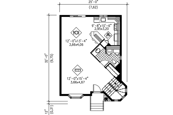 Floor Plan - Main Floor for Victorian House Plan #25-2029 - 3 bed, 1.5 bath