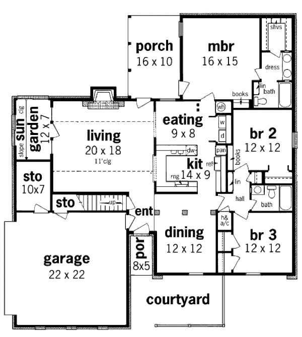 Country Floor Plan - Main Floor Plan #45-320