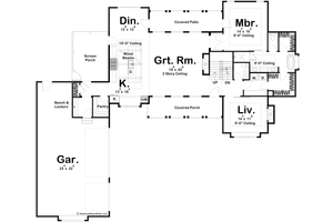 Floor Plan - Main Floor for Farmhouse House Plan #455-207 - 4 bed, 3.5 bath