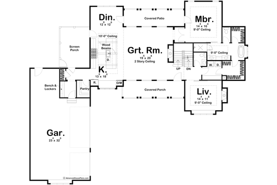 Floor Plan - Main Floor for Farmhouse House Plan #455-207 - 4 bed, 3.5 bath