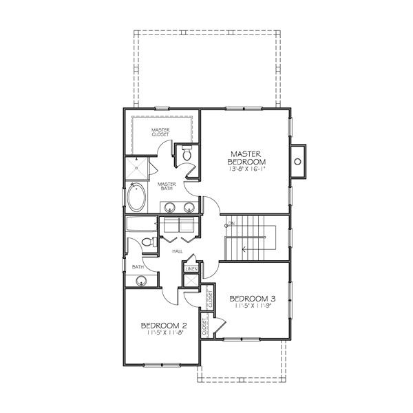 Traditional Floor Plan - Upper Floor Plan #483-1