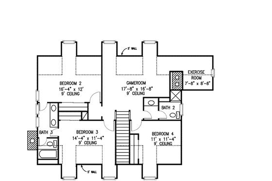 Floor Plan - Upper Floor for Farmhouse House Plan #410-149 - 4 bed, 3.5 bath