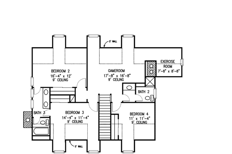 Dream House Plan - Floor Plan - Upper Floor for Farmhouse House Plan #410-149 - 4 bed, 3.5 bath
