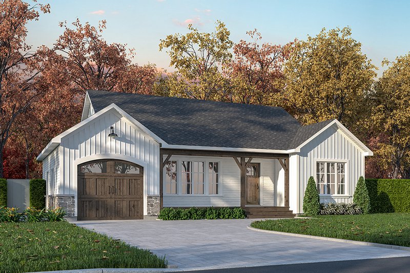 House Plan Design - Exterior - Front Elevation 3 for Ranch House Plan #23-699 - 2 bed, 1 bath