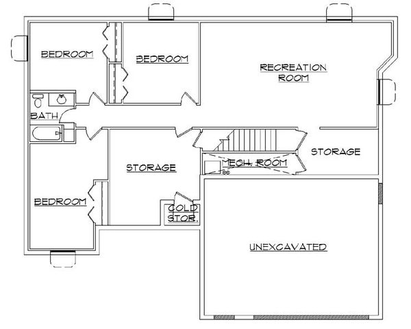Home Plan - Ranch Floor Plan - Lower Floor Plan #5-235