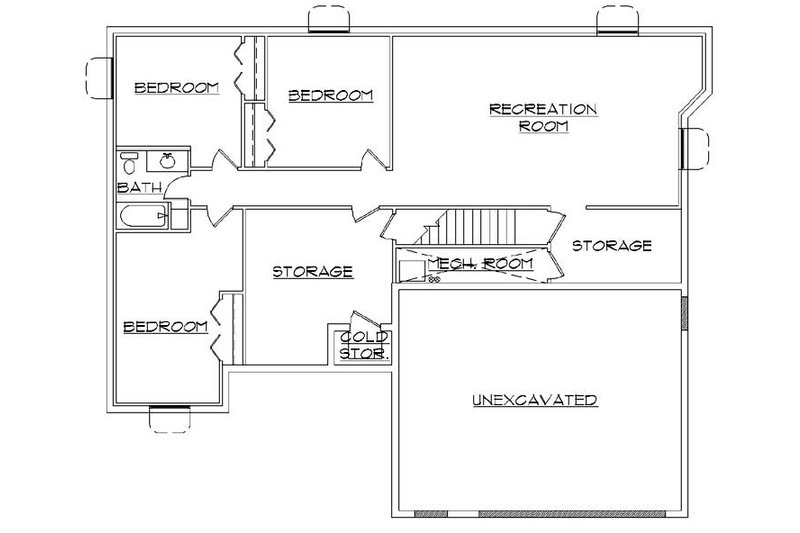 Home Plan - Floor Plan - Lower Floor for Ranch House Plan #5-235 - 6 bed, 3.5 bath